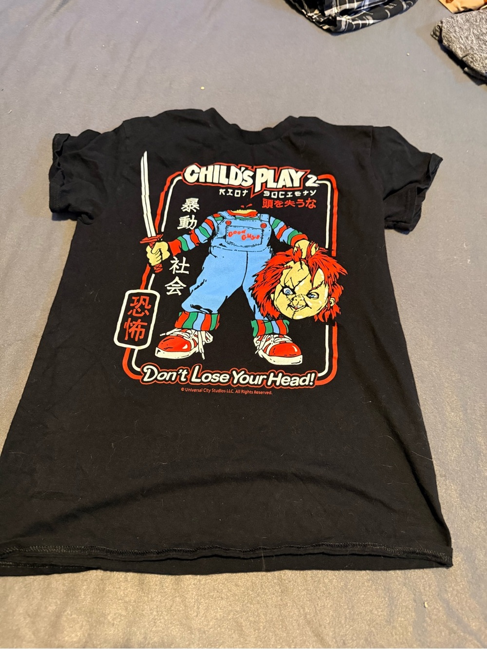 riot society Black Tee with Red, Blue & Green Horror Print - Picture 2 of 4